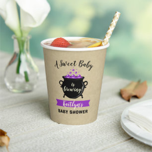 A Sweet Baby Is Brewing Halloween Baby Shower Paper Cups