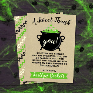 A Sweet Baby Is Brewing Halloween Baby Shower Thank You Card