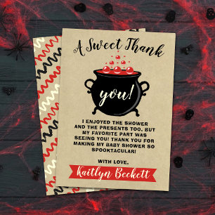A Sweet Baby Is Brewing Halloween Baby Shower Thank You Card
