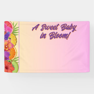 A Sweet Baby is in Bloom, Floral Fruit Baby Shower Banner