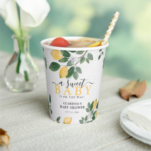 A Sweet Baby Watercolor Lemon Baby Shower Paper Cups