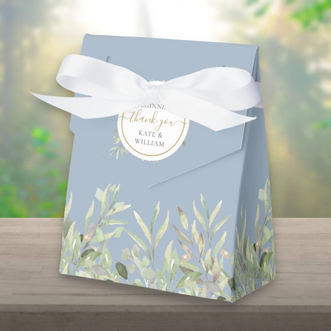 A Sweet Beginning Greenery Wedding Dusty Blue Favour Box (A Sweet Beginning Greenery Wedding Dusty Blue Favor Box)