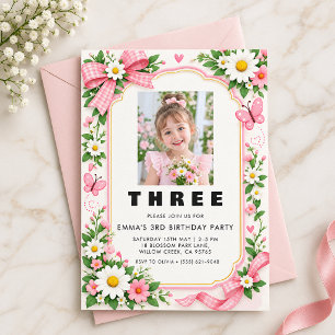 A Sweet Celebration Girls Third Birthday Photo Invitation