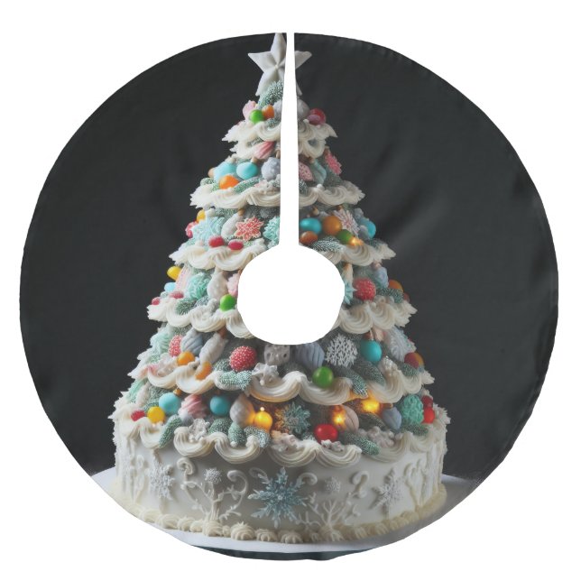 A Sweet Celebration The Christmas Tree Cake Brushed Polyester Tree Skirt (Front)