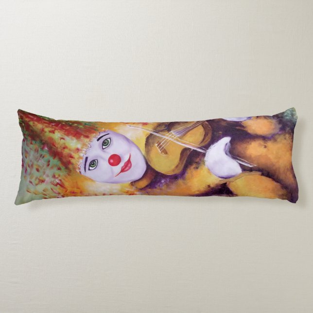 A sweet clown playing the violin body cushion (Front)