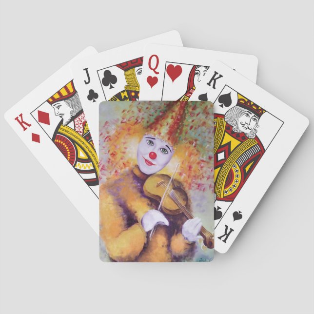 A sweet clown playing the violin playing cards (Back)