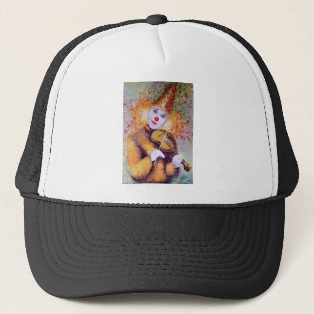 A sweet clown playing the violin trucker hat (Front)