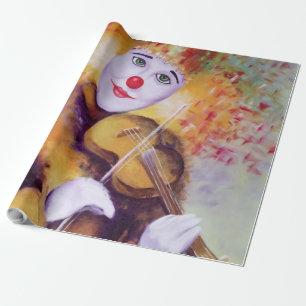 A sweet clown playing the violin wrapping paper