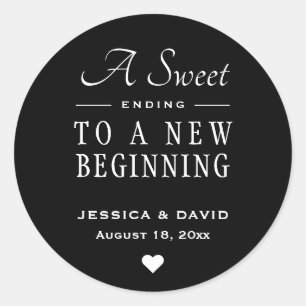 A Sweet Ending Black Wedding Favour Sticker