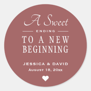 A Sweet Ending Marsala Wedding Favour Sticker