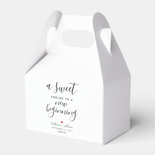 A Sweet Ending to a New Beginning Elegant Wedding Favour Box (Front Side)