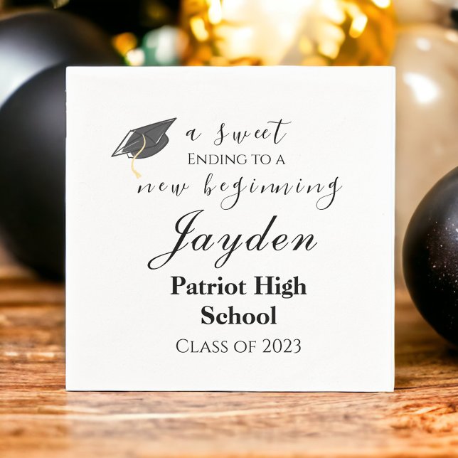 A Sweet Ending to a New Beginning Graduation Napkin (Creator Uploaded)