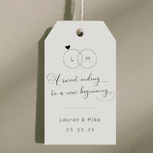 A Sweet Ending to a New Beginning Wedding Gift Tags
