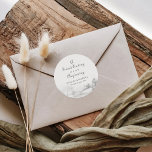 A Sweet Ending to A new beginning Winter Wedding  Classic Round Sticker<br><div class="desc">This a sweet ending to a new beginning winter wedding classic round sticker is perfect for a destination wedding. The design features a hand-painted forest on hills and mountains in an idyllic winter scene.</div>