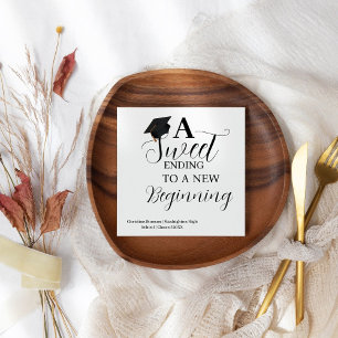 A sweet ending to new beginning graduation party napkin