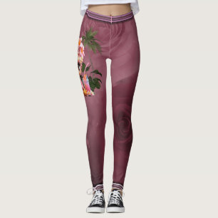 A sweet flamingo in a tropical paraise leggings