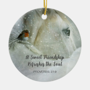 A Sweet Friendship Horse and Bird Ornament