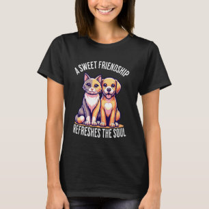 A Sweet Friendship Refreshes The Soul Cat Dog Frie T-Shirt