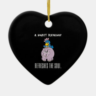 A Sweet Friendship Refreshes The Soul Purple Hippo Ceramic Tree Decoration