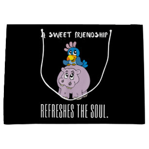 A Sweet Friendship Refreshes The Soul Purple Hippo Large Gift Bag