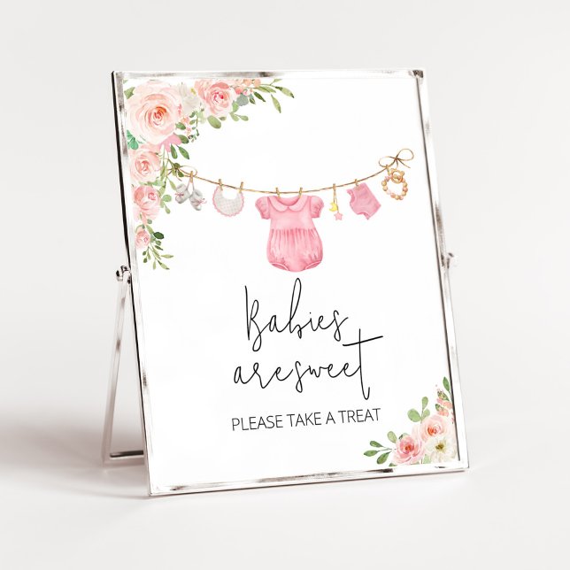 A Sweet Girl Baby Clothes Babies are Sweet Poster (A Sweet Girl Baby Clothes Baby Shower Babies are Sweet Sign)