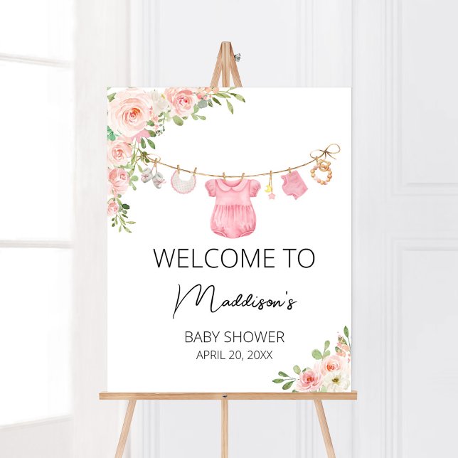 A Sweet Girl Baby Clothes Baby Shower Welcome Poster (A Sweet Girl Baby Clothes Baby Shower Welcome Sign)