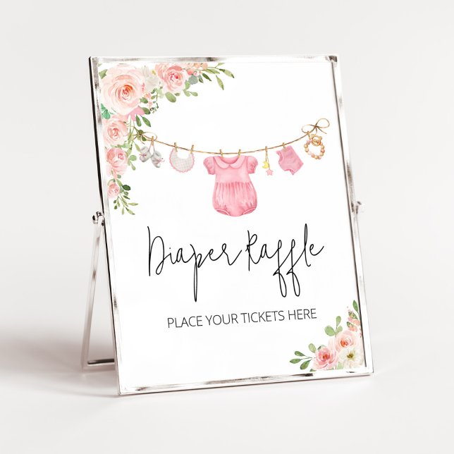 A Sweet Girl Baby Clothes Diaper Raffle Poster (A Sweet Girl Baby Clothes Baby Shower Diaper Raffle Sign)