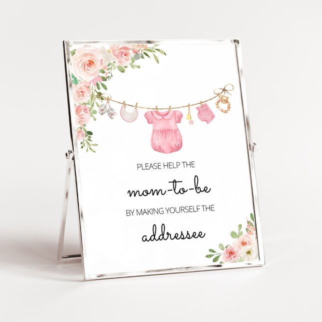 A Sweet Girl Baby Clothes Envelope Station Poster (A Sweet Girl Baby Clothes Baby Shower Envelope Station Sign)