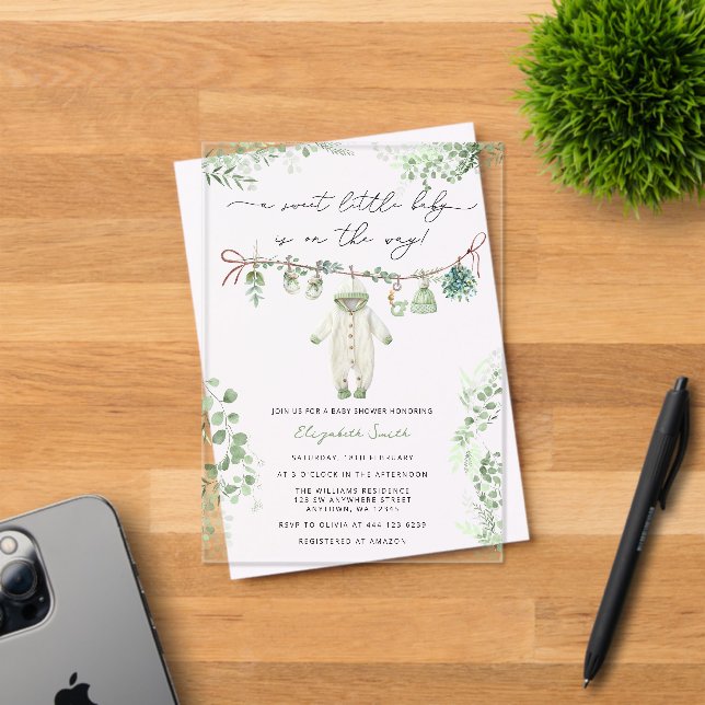 A Sweet Little Baby Clothes Baby Shower Acrylic Invitations (Insitu (Invitation Card))