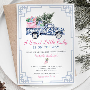 A Sweet Little Baby Winter Chinoiserie Baby Shower Invitation