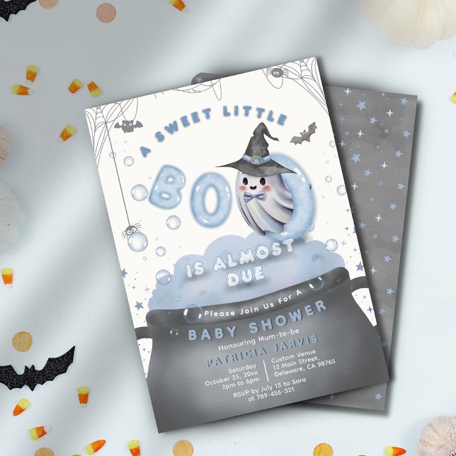A Sweet Little Boo Is Almost Due Blue Baby Shower Invitation (A Sweet Little Boo Is Almost Due Blue Baby Shower Invitation)