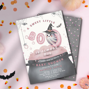 A Sweet Little Boo Is Almost Due Pink Baby Shower Invitation