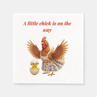 A Sweet Little chick is On The Way baby shower Napkin