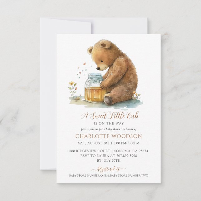 A Sweet Little Cub Teddy Bear Baby Shower Invitation (Front)