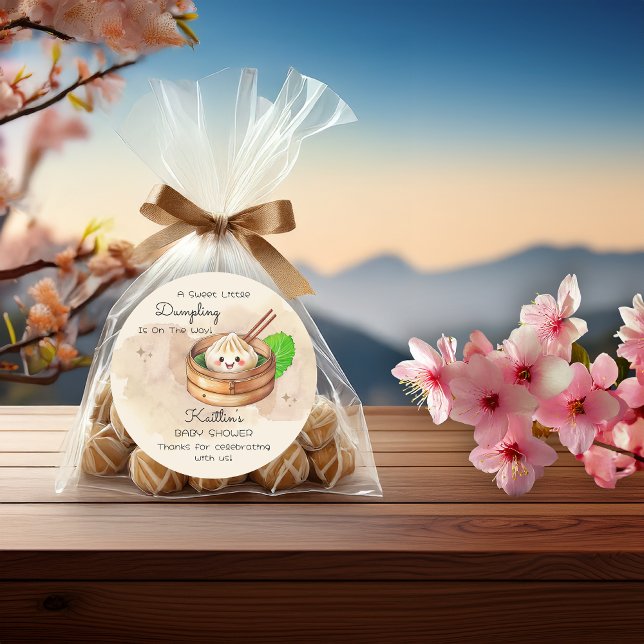 A Sweet Little Dumpling Kwai Theme Baby Shower Classic Round Sticker (A Sweet Little Dumpling Kwai Theme Baby Shower Favors Round Classic Sticker)