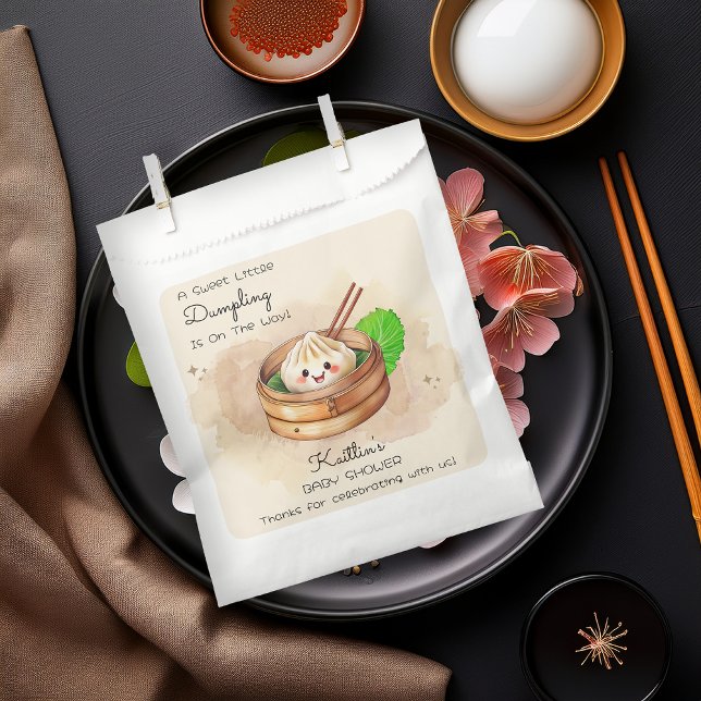 A Sweet Little Dumpling Kwai Theme Baby Shower Favour Bags ("A Sweet Little Dumpling Is On The Way!" Kwai Steamed Dumpling Baby Shower Favor Bags)
