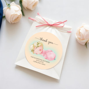 A sweet little girl Baby Shower Classic Round Sticker
