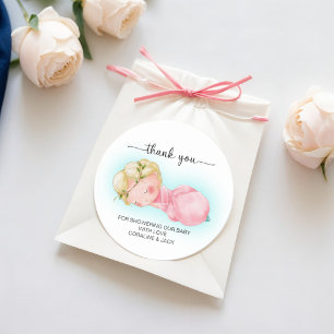 A sweet little girl Baby Shower Classic Round Sticker