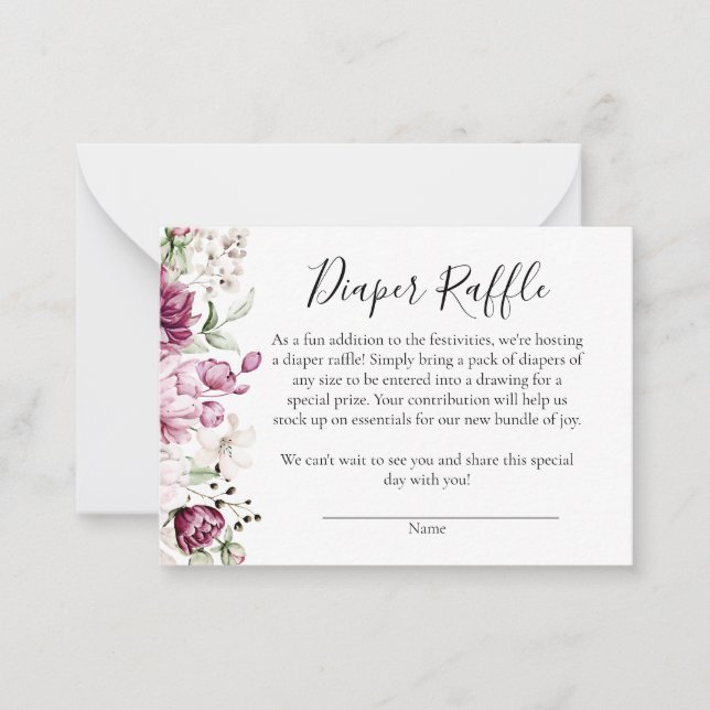 A Sweet Little Girl Baby Shower Diaper Raffle Card (Front)