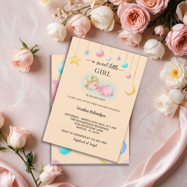 A sweet little girl ivory Baby Shower Invitation (Creator Uploaded)
