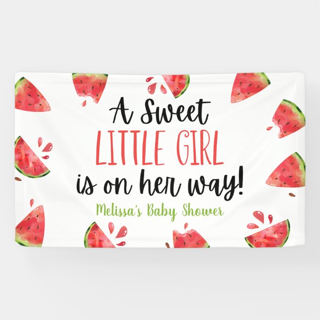 A Sweet Little Girl Watermelon Baby Shower Banner (Horizontal)