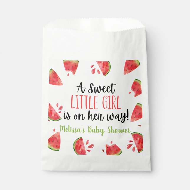A Sweet Little Girl  Watermelon Baby Shower Favour Bags (Front)