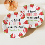 A Sweet Little Girl Watermelon Baby Shower Paper Plate<br><div class="desc">This is a A Sweet Little Girl Watermelon Baby Shower paper plates! The design consists of a green and pink watermelon theme.</div>