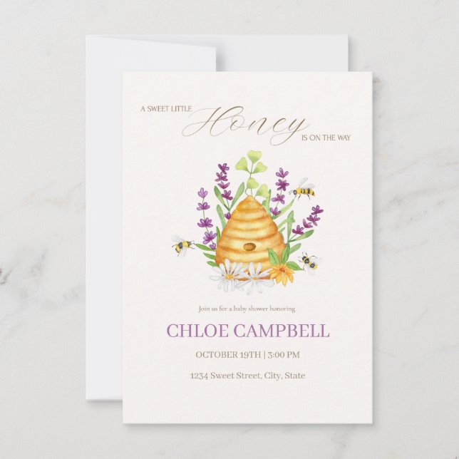 A SWEET LITTLE  HONEY IS ON THE WAY Baby Shower Invitation (Front)