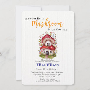 A sweet little mashroom  fairy  is on the way invitation