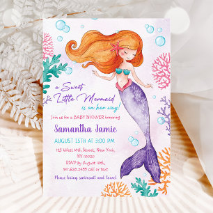 A Sweet Little Mermaid Baby Shower Party Invitation