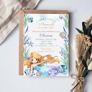 A Sweet Little Mermaid Baby Shower Party Invitation