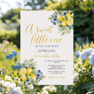 A Sweet Little One Citrus Lemon Floral Baby Shower Invitation