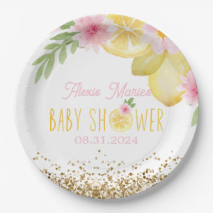 A Sweet Little One Lemon Baby Shower Paper Plate