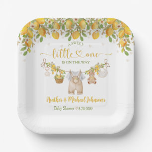 A Sweet Little One Lemon Citrus Baby Shower Paper Plate